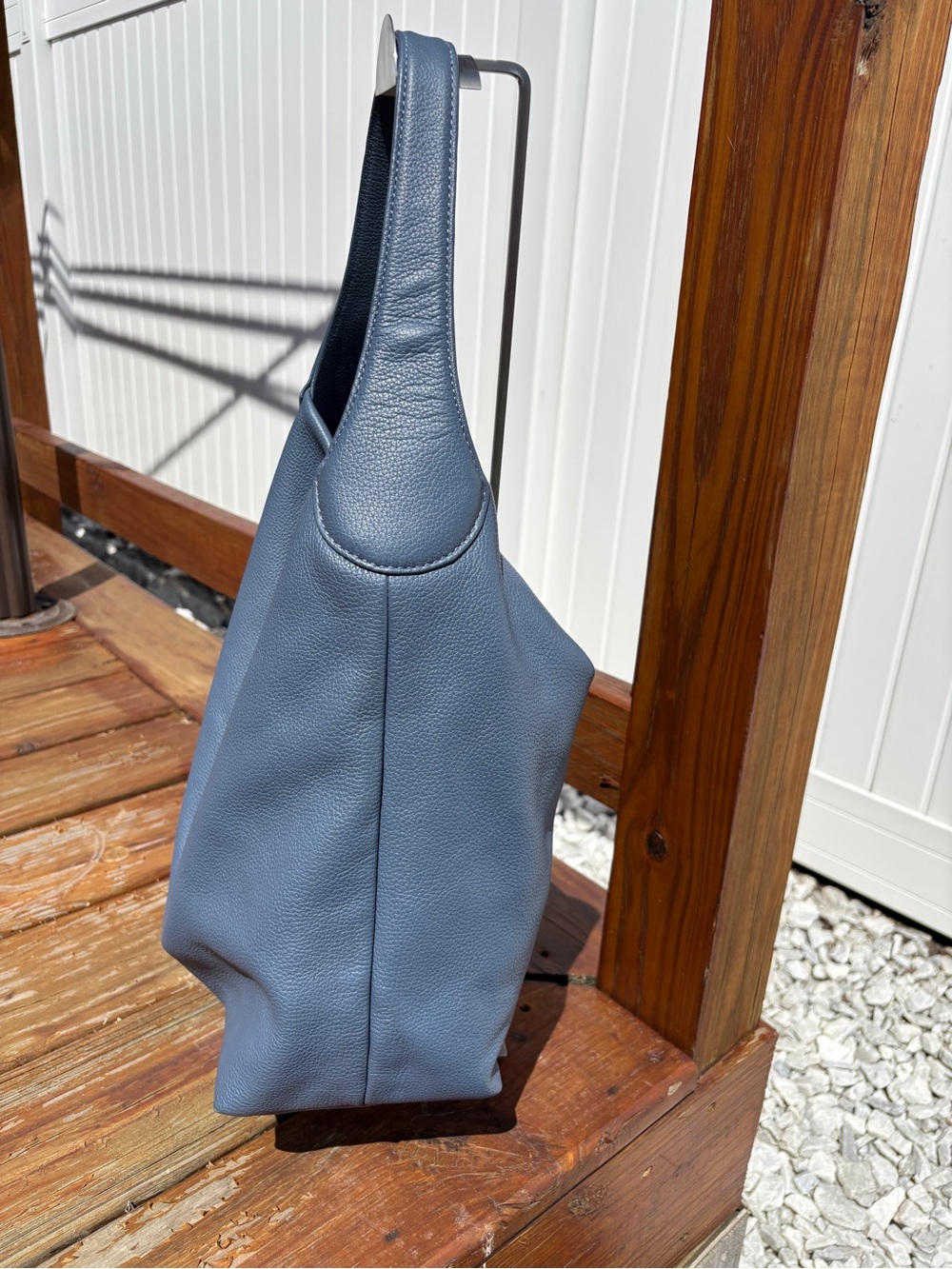 Dooney & Bourke Logo Lock Pebble Leather Hobo Tote Blue Bag - Picture 5 of 8